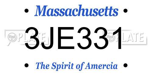 3JE331 Massachusetts License Plate