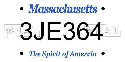 3JE364 Massachusetts License Plate