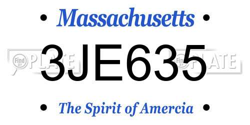 3JE635 Massachusetts License Plate