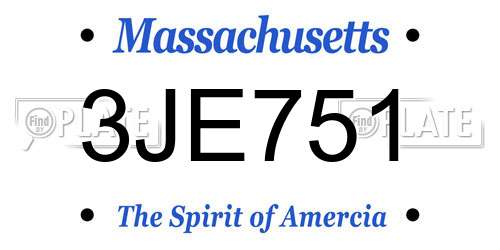 3JE751 Massachusetts License Plate