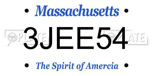 3JEE54 Massachusetts License Plate
