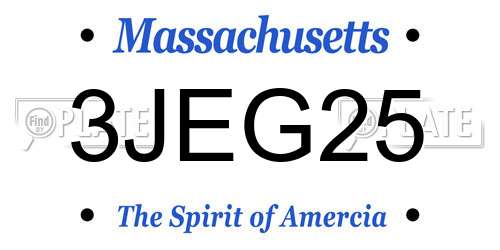 3JEG25 Massachusetts License Plate