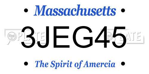 3JEG45 Massachusetts License Plate