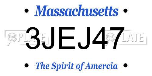 3JEJ47 Massachusetts License Plate