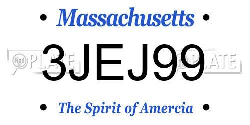 3JEJ99 Massachusetts License Plate