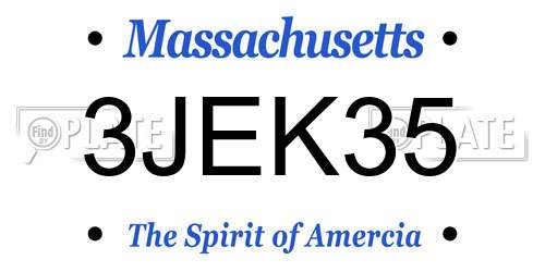 3JEK35 Massachusetts License Plate