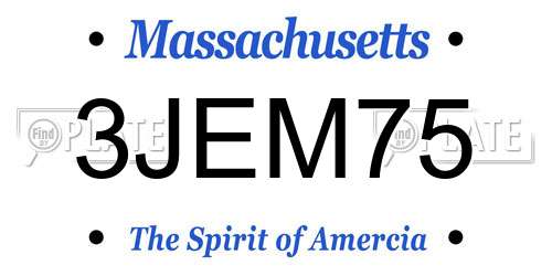 3JEM75 Massachusetts License Plate
