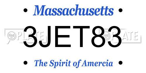 3JET83 Massachusetts License Plate