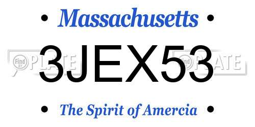 3JEX53 Massachusetts License Plate