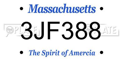 3JF388 Massachusetts License Plate