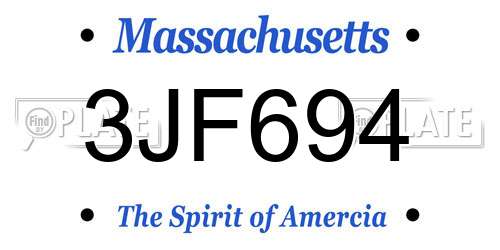 3JF694 Massachusetts License Plate