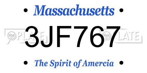 3JF767 Massachusetts License Plate