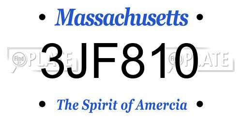 3JF810 Massachusetts License Plate