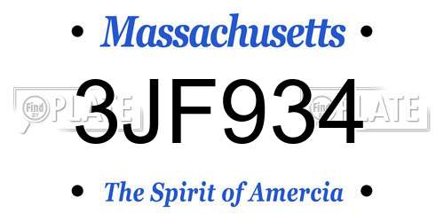 3JF934 Massachusetts License Plate
