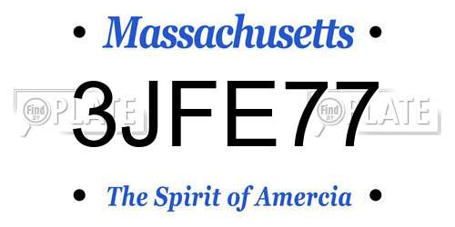 3JFE77 Massachusetts License Plate