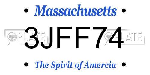 3JFF74 Massachusetts License Plate