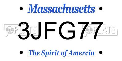 3JFG77 Massachusetts License Plate