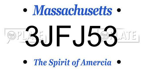 3JFJ53 Massachusetts License Plate