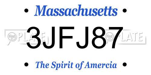 3JFJ87 Massachusetts License Plate