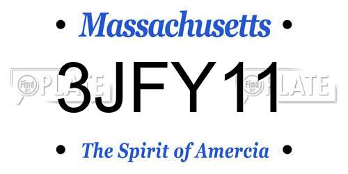 3JFY11 Massachusetts License Plate
