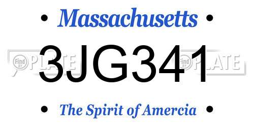 3JG341 Massachusetts License Plate