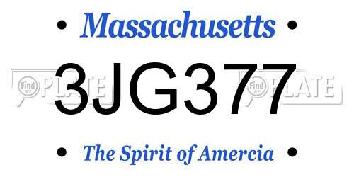 3JG377 Massachusetts License Plate