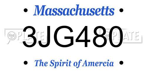 3JG480 Massachusetts License Plate