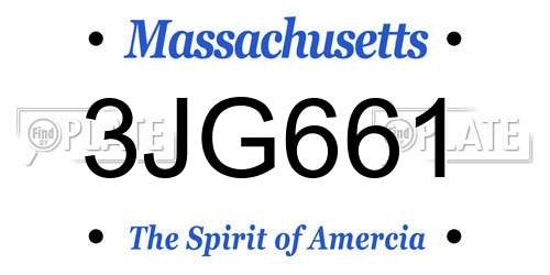 3JG661 Massachusetts License Plate