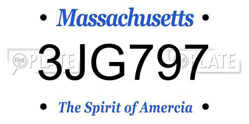 3JG797 Massachusetts License Plate