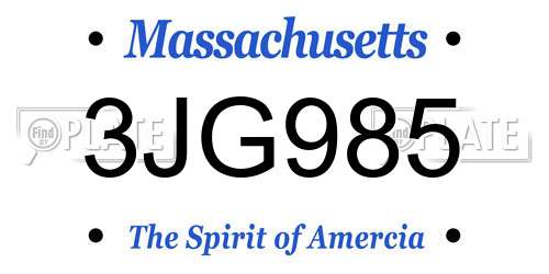 3JG985 Massachusetts License Plate