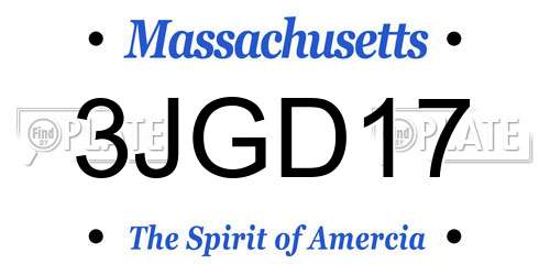 3JGD17 Massachusetts License Plate