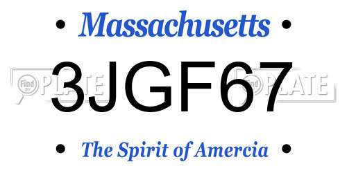 3JGF67 Massachusetts License Plate