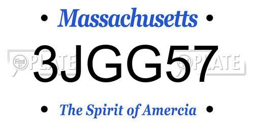 3JGG57 Massachusetts License Plate