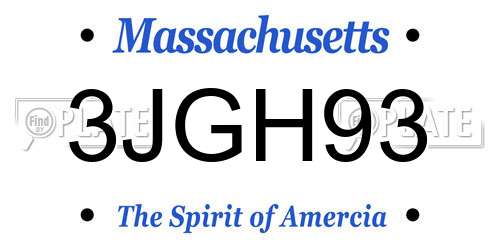 3JGH93 Massachusetts License Plate