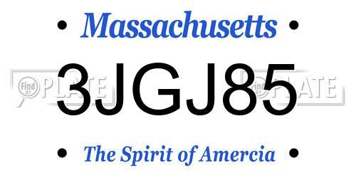 3JGJ85 Massachusetts License Plate