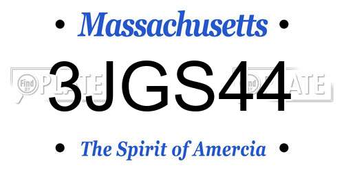 3JGS44 Massachusetts License Plate