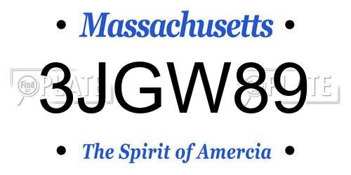 3JGW89 Massachusetts License Plate