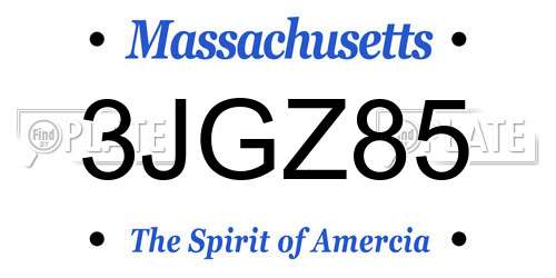 3JGZ85 Massachusetts License Plate