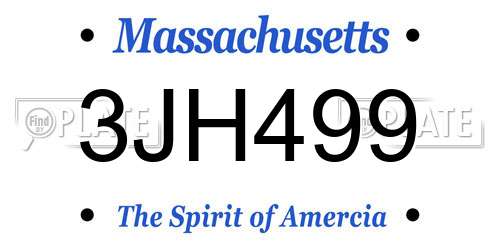 3JH499 Massachusetts License Plate