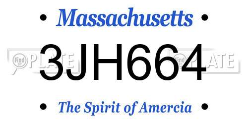 3JH664 Massachusetts License Plate