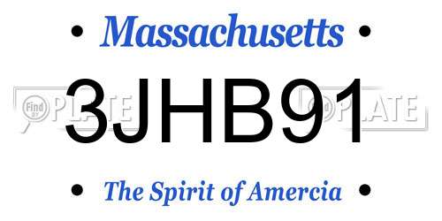 3JHB91 Massachusetts License Plate