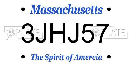3JHJ57 Massachusetts License Plate