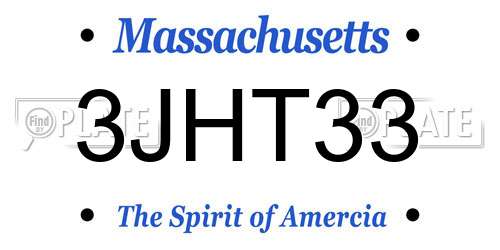 3JHT33 Massachusetts License Plate