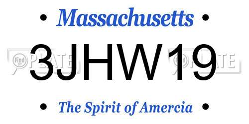 3JHW19 Massachusetts License Plate