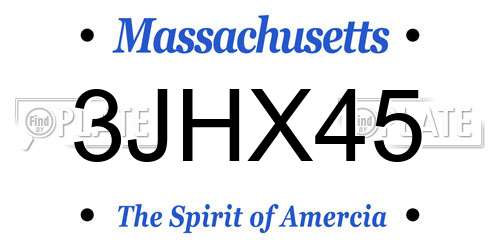 3JHX45 Massachusetts License Plate