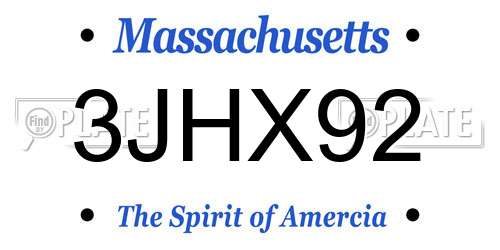3JHX92 Massachusetts License Plate