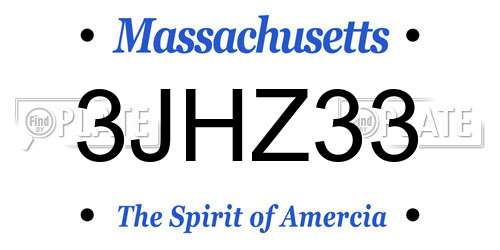 3JHZ33 Massachusetts License Plate