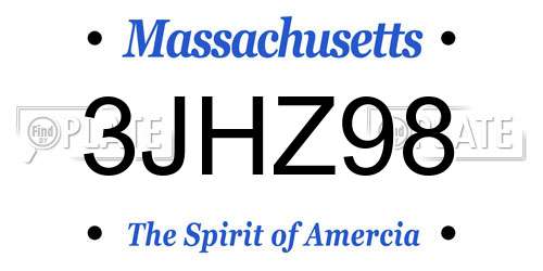 3JHZ98 Massachusetts License Plate