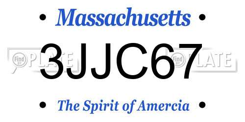 3JJC67 Massachusetts License Plate