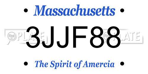 3JJF88 Massachusetts License Plate